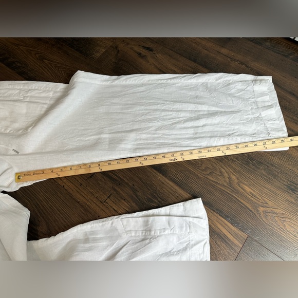 Athleta Women’s Retreat Linen High Rise Wide Leg Pant Calla Lily White Size 10 - Picture 13 of 13